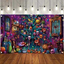 Halloween Night Party Backdrop Scary Skull Blood Pumpkin Lantern Zombie Ghost Witch Castle Baby Portrait Photography Background