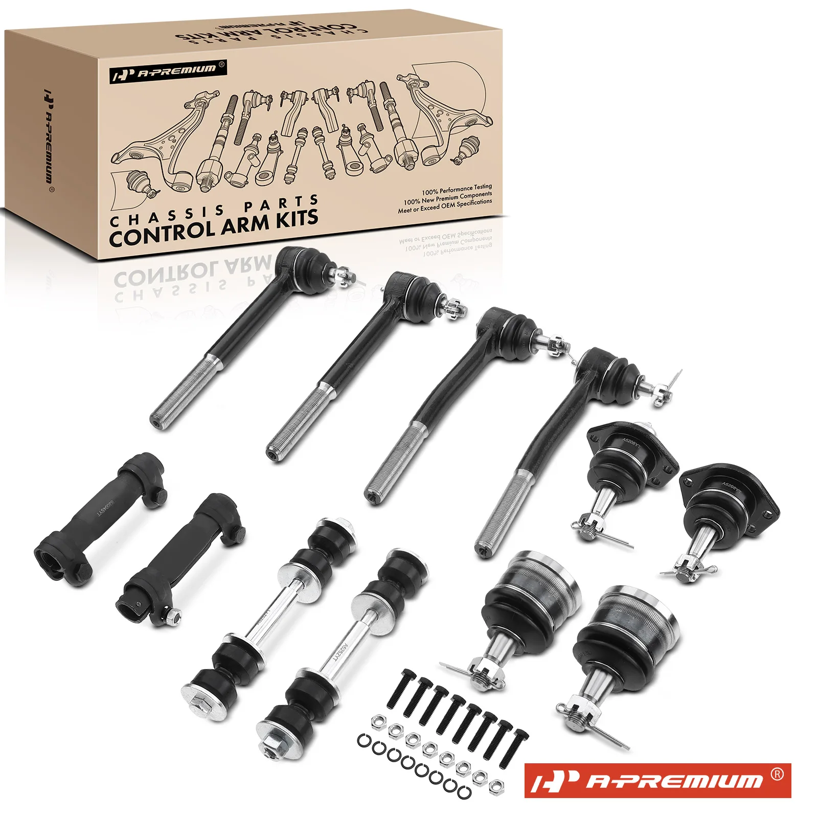 A-Premium 12x Front Stabilizer Bar Link with Ball Joint Tie Rod End for Chevrolet Impala 1977-1985 Caprice 1977-1996