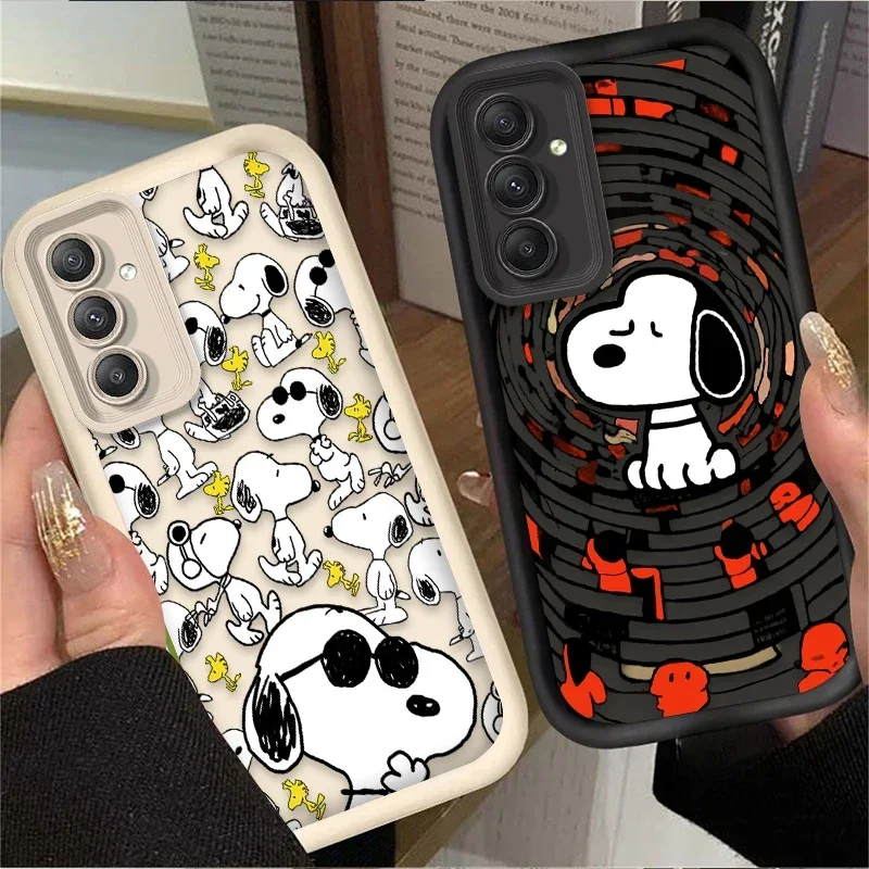 Anime S-Snoopys Case for Samsung Galaxy S25 S24 S23 Ultra S22 S21 Plus FE 5G A54 A34 A14 A73 A53 A33 5G Soft Silicone PC Cover