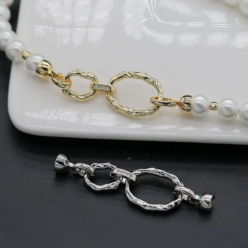 

Gold-plated Copper Large and Small Circle Pearl Chain Double Row Clasp DIY Bracelet Necklace Accessories Jewelry Making Material