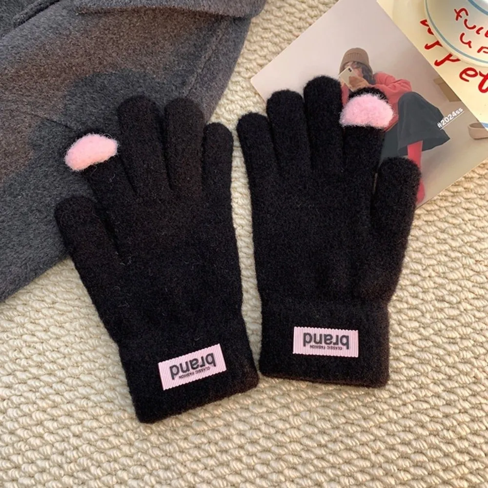Durable Exposed Finger Touch Screen Gloves Polyester One Size Winter Cold Proof Gloves Knitted Gloves Sdudent