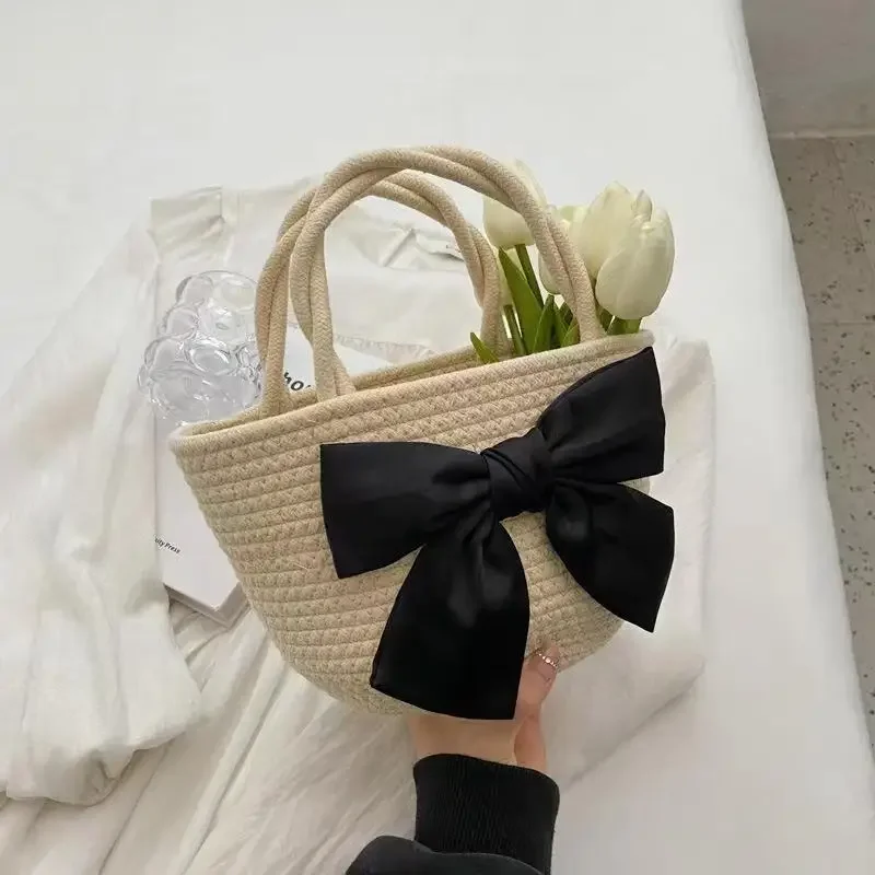 

Винтажная Соломенная Сумка для женщин, сумка из ротанга, Пляжная плетеная Сумка-тоут, винтажный стиль, универсальный стиль, новинка 2024