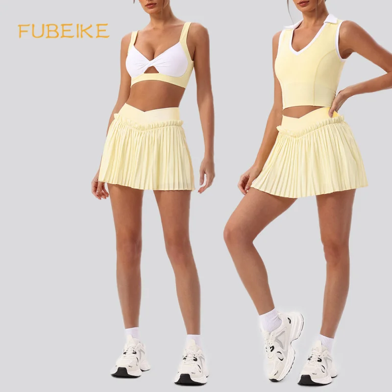 2026 Women's 2-piece Sets Women's Workout Clothes Tight-fitting Yoga Bra Tennis Skirts Suits Athletic Wear Female Clothing