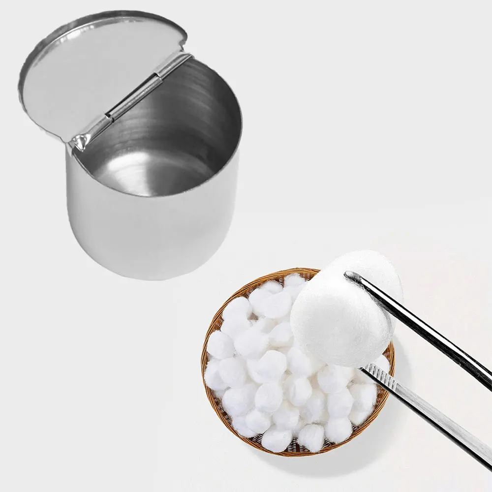 

5PCS Cotton Tank Stainless Steel Medical Dental Cotton Tank Alcohol Disinfection Jar Container Storage Supplies Accessories