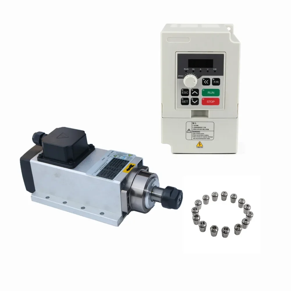 

Handi 1.5KW 220V Air Cooling Square Spindle Motor with Er11 and VFD for Wood Router CNC Kits