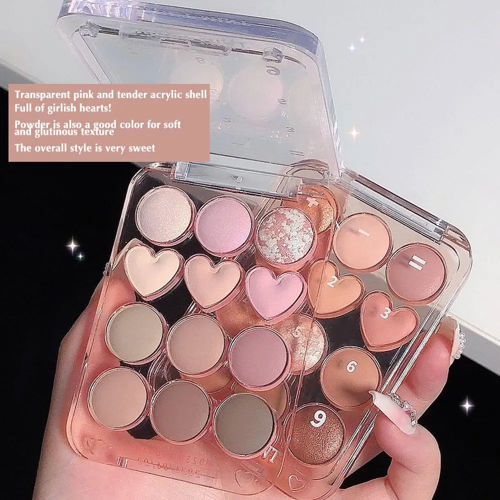 Twelve Color Love Eye Shadow Disc Multi-function Nude Low Love Fine Eye Flash Shadow Student Saturation P7J8