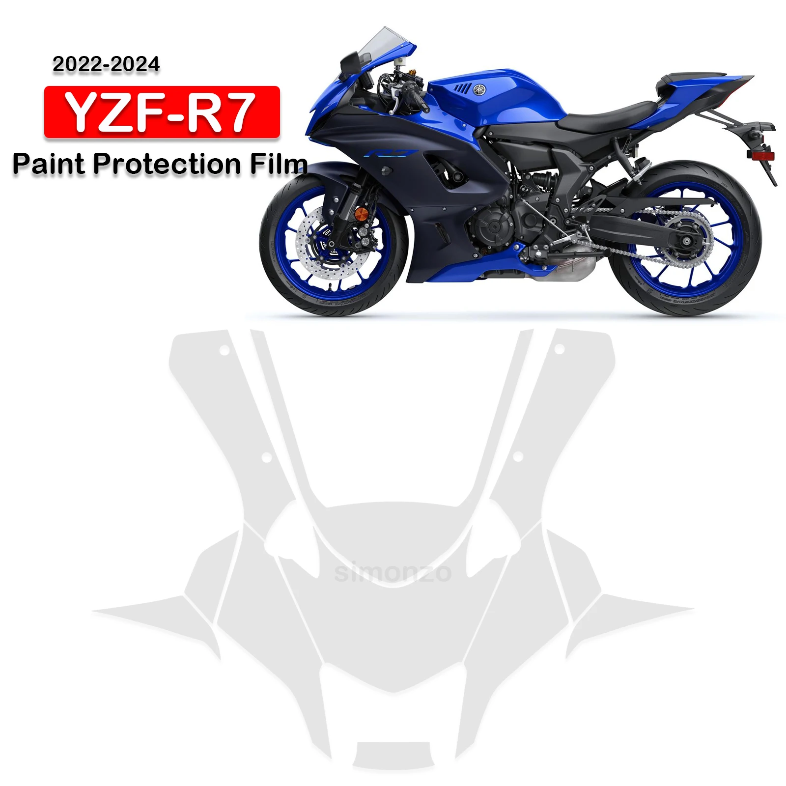 

For YAMAHA R7 PPF Windshield Protector TPU Fits YZF R7 Paint Protection Film Fairing Protection Complete Paint Kit 2022-2024