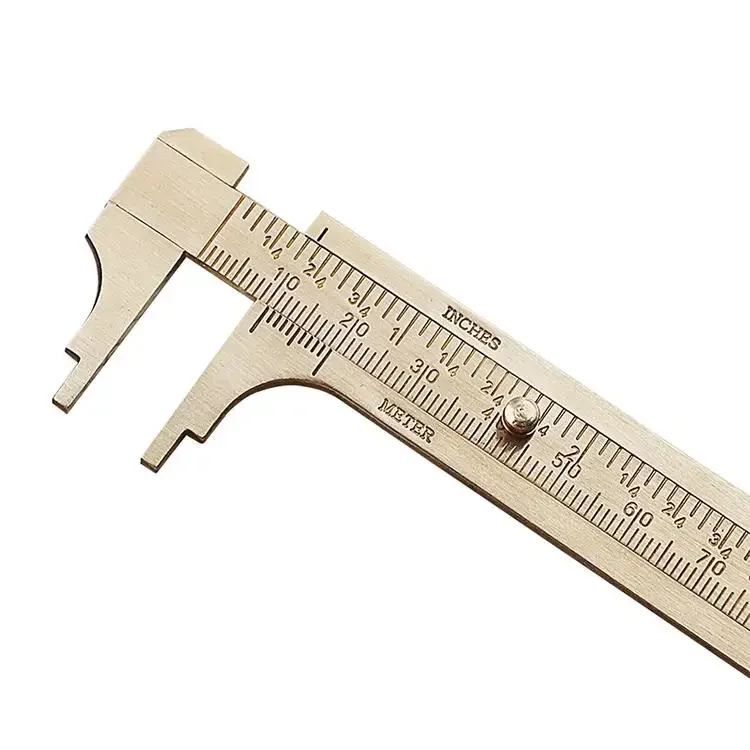 0-100MM Double Scale Mini Brass Caliper Pure Copper Vernier Dual-scale Measuring Ruler Portable Retro High Quality