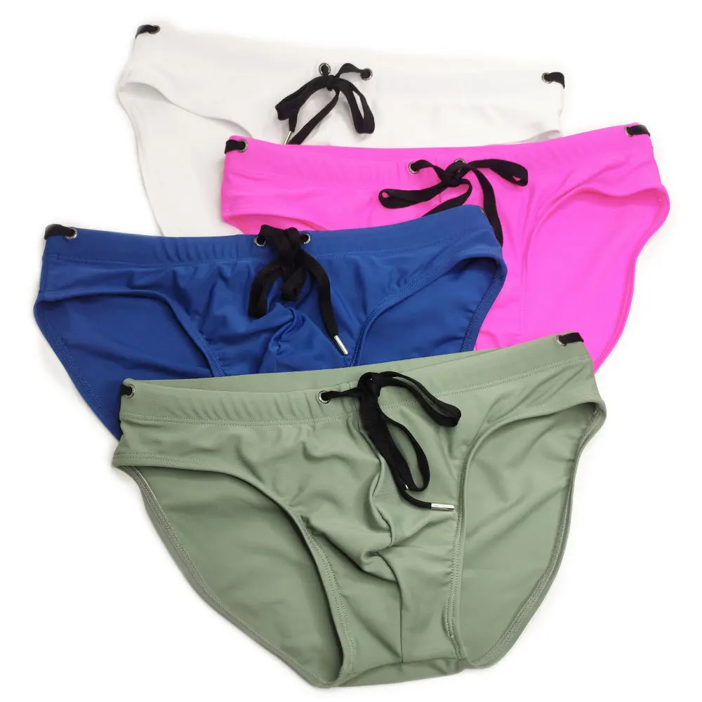 Calzoncillos de baño para hombre, pantalones cortos de playa, Bermudas de baño de cintura baja, tabla de Surf Sexy, traje de baño de Color sólido,