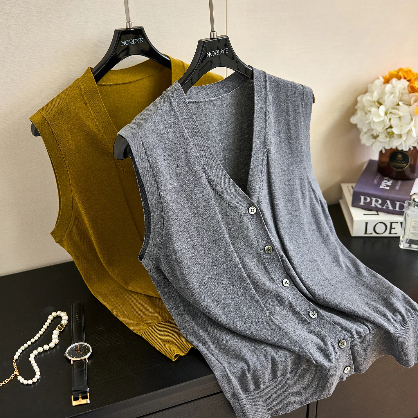 

Шелково-шерстяной вязаный жилет-кардиган с V-образным вырезом для женщин, мягкий, теплый, прямого кроя, однотонный, для повседневной носки