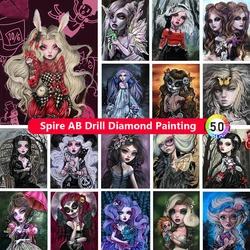 Gothic Dark Girl 5d AB Diamond Painting Kits Embroidery Horror Big Eyes Doll Art Cross Stitch Mosaic Rhinestones Home Decor Gift