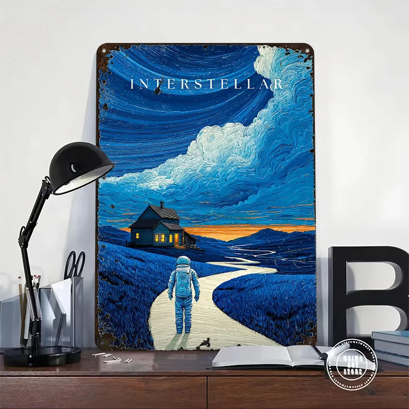 Interstellar Movie Art Printed Poster Customized Wall Art Retro Vintage Metal Tin Signs for Room Desk Decor Home Decorations