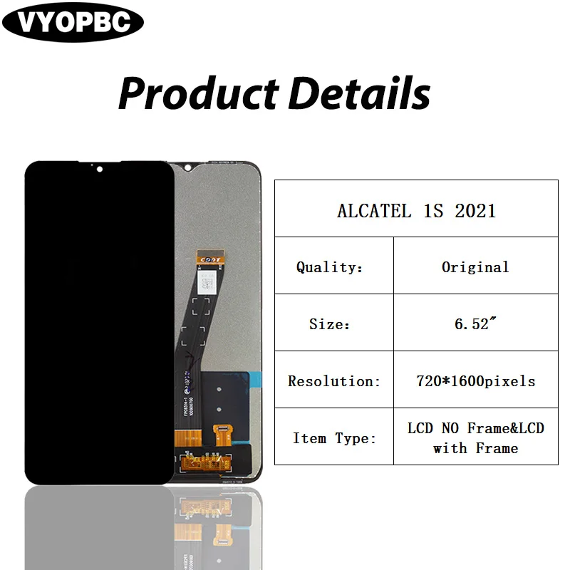 For ALCATEL 1S 2021 Original LCD Display With Frame Panel Digitizer Assembly Repair Replacement Parts 6025H 6025D Touch Screen