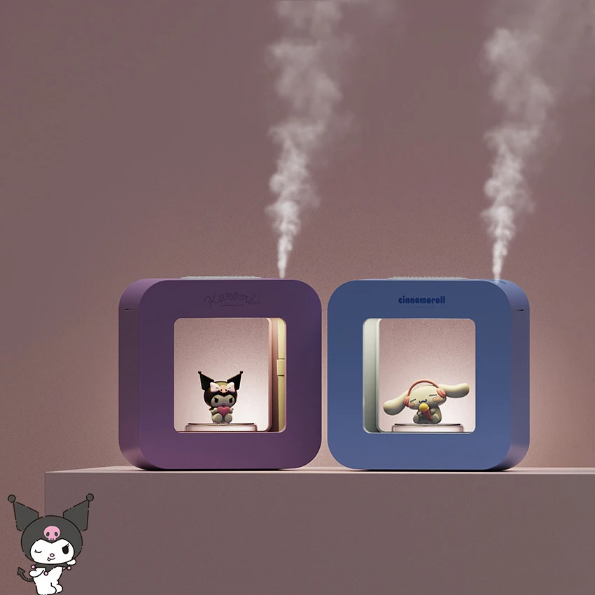 

400 мл Sanrio Cinnamoroll Kuromi кубический увлажнитель, USB-вентилятор для охлаждения воздуха с ночной подсветкой, диффузор для ароматерапии, бесшумный охладитель