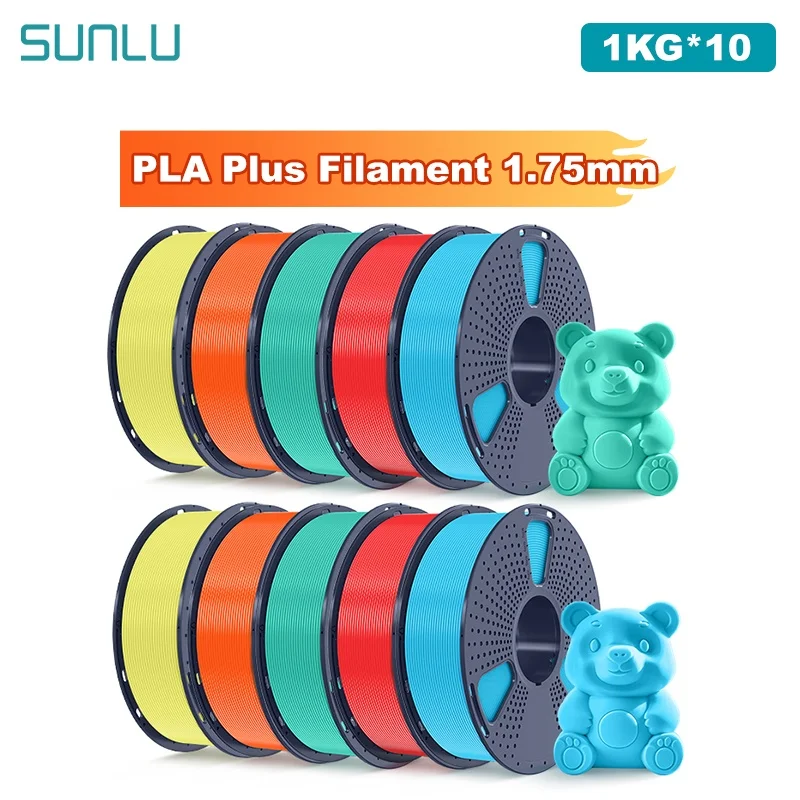 

SUNLU 10 кг PLA Plus/прозрачная нить для 3D-принтера, катушка 1,75 мм, 1000 г (2,2 фунта), аккуратно розташоваемая нить без узла, подходит для большинства принтеров FDM
