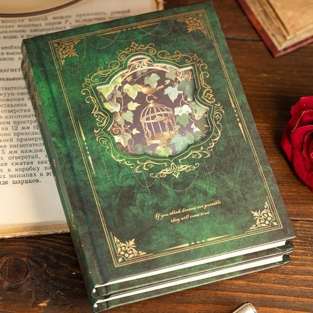 Paperback Vintage Hardcover Notebook Flower Butterfly Printed Foil Stamping Student Notepad Medieval Style 192 Sheets