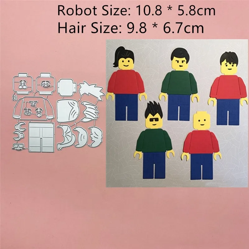 Robot Hair Boy Metal Cut Dies Stencils for Scrapbooking Stamp/Photo Album Decorative Embossing DIY Paper Cards