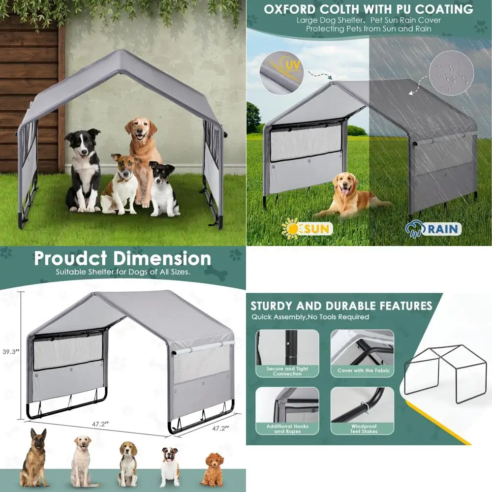 

Большое уличное укрытие для собак — водонепроницаемая палатка из ткани Оксфорд с защитой от ультрафиолета для больших собак, идеальное укрытие для кемпинга для домашних животных