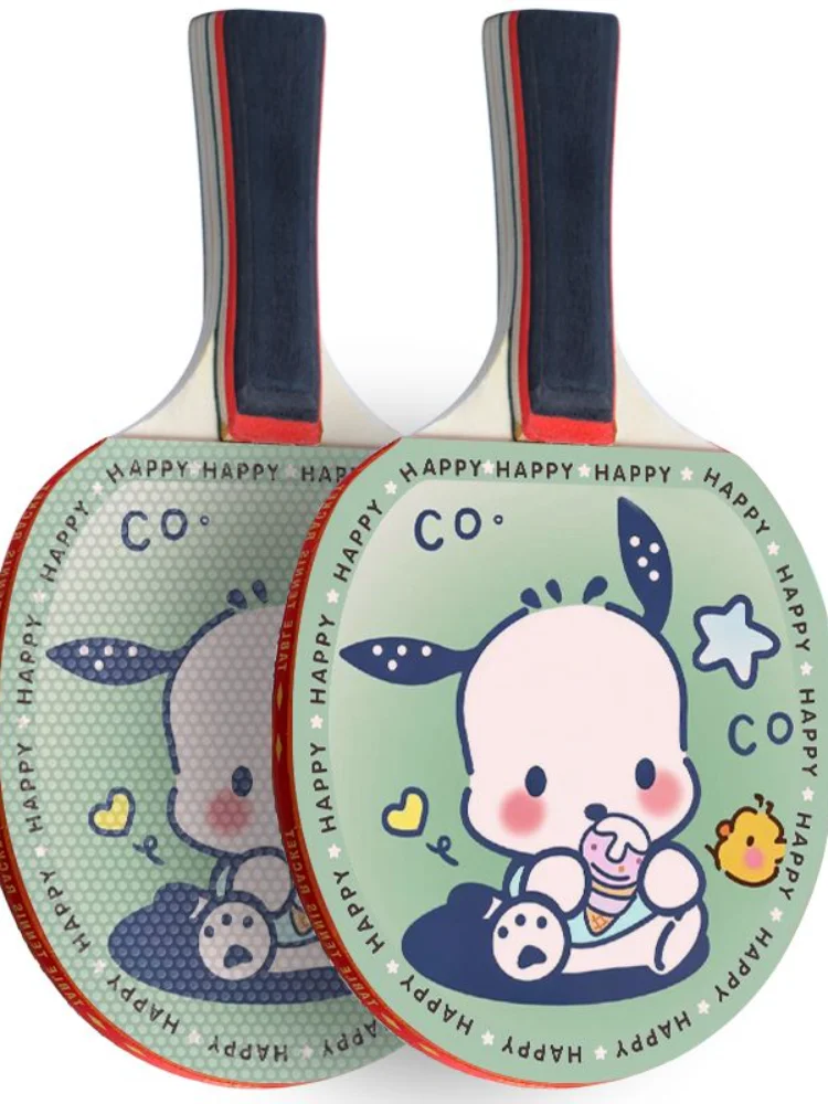 

Sanrio Kit Student Table Tennis Racket Set Kawaii Pochacco Anime Fashion Children High Elasticity Entry-Level Ping Pong Racket