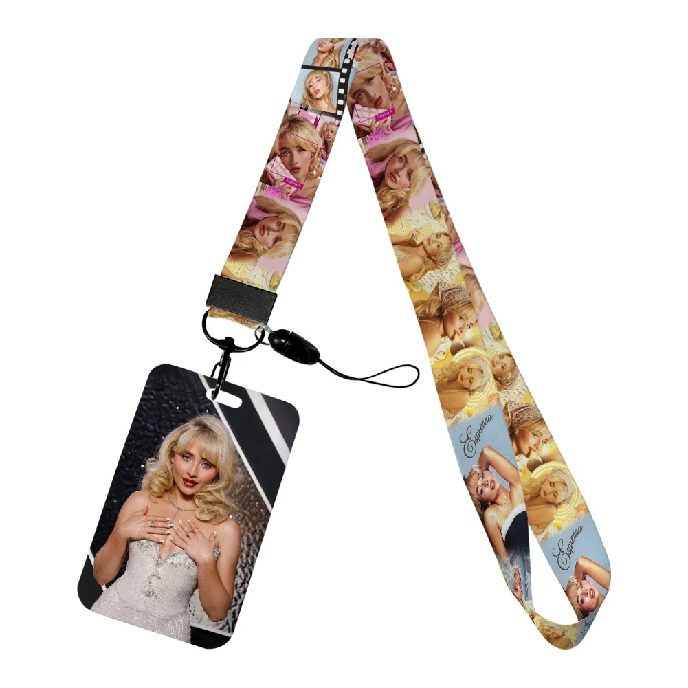 Popular Woman Singer Sabrina ID Card Holder Badge Work Pass with Lanyard Keychain Nurses Doctors Gift
