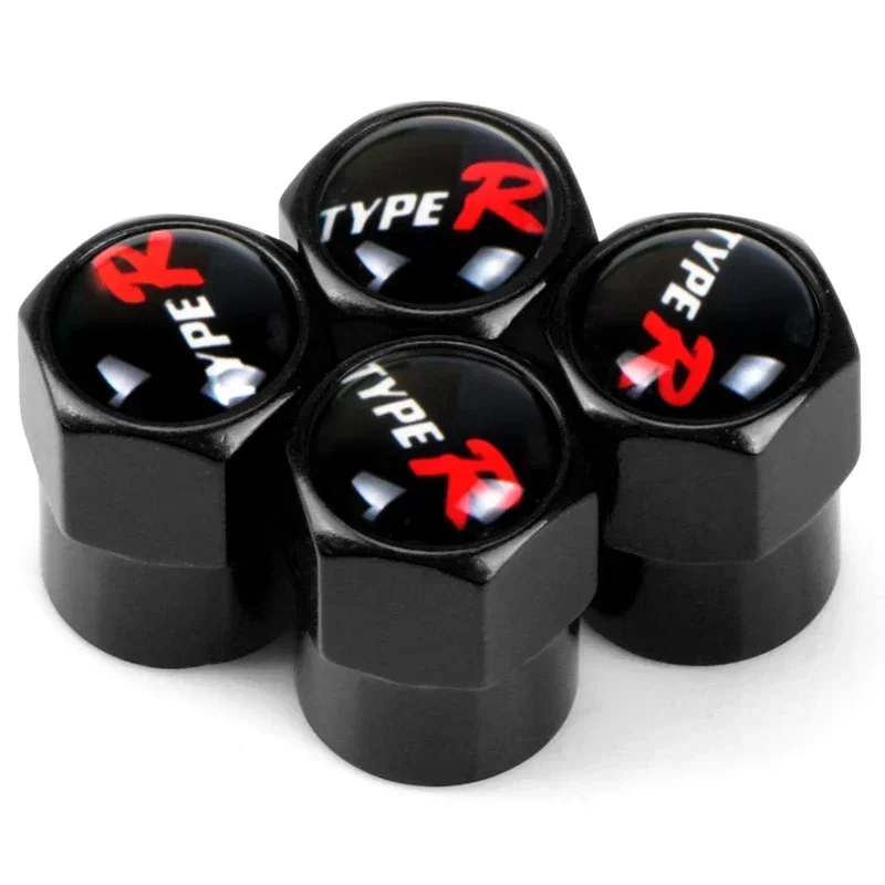 4Pcs Aluminum Type R Tires Valve Caps Car Wheel Valves Tyre Stem Air Caps For Honda Civic Typer City CR-V XR-V HR-V Accord