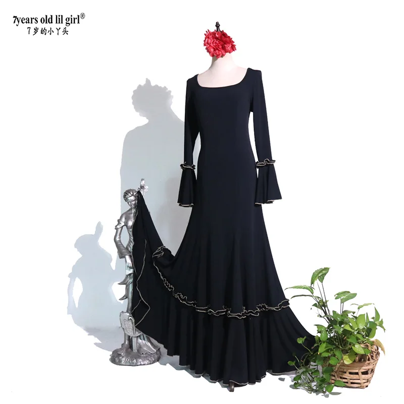 Spanish Dance Dress Flamenco Practice Skirt Wear Women EK13