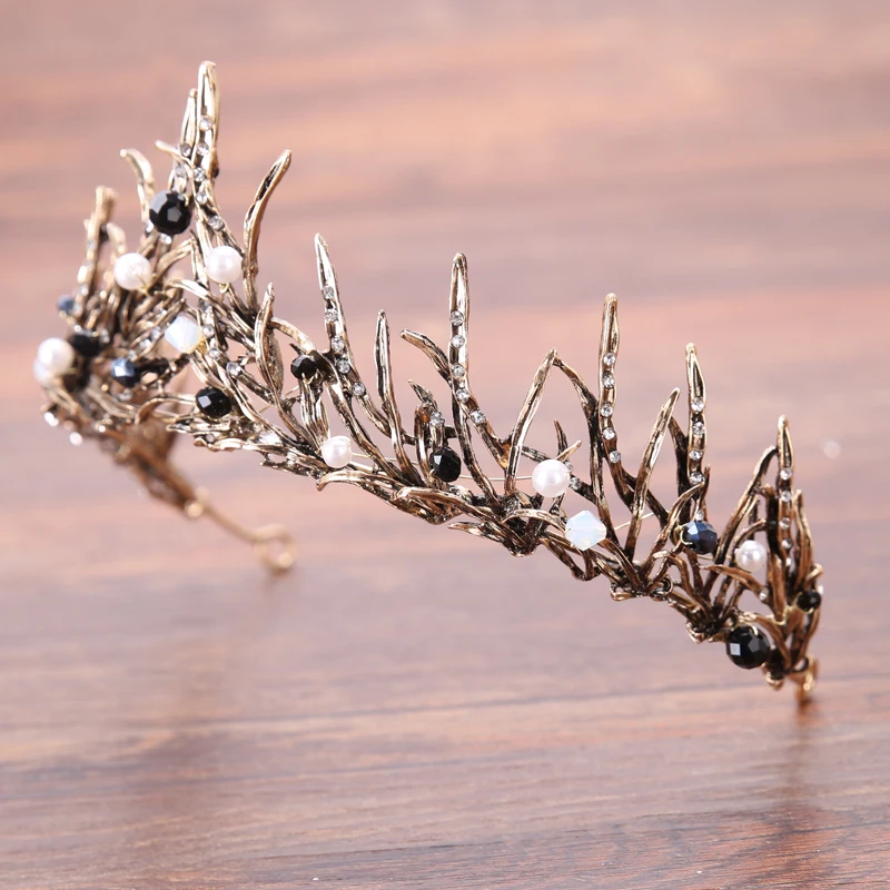 Vintage Wedding Crown Pearl Rhinestone Crystal Crown Headdress Bridal Crown Hair Accessories Queen Crown Wedding Headdress Gift image 5