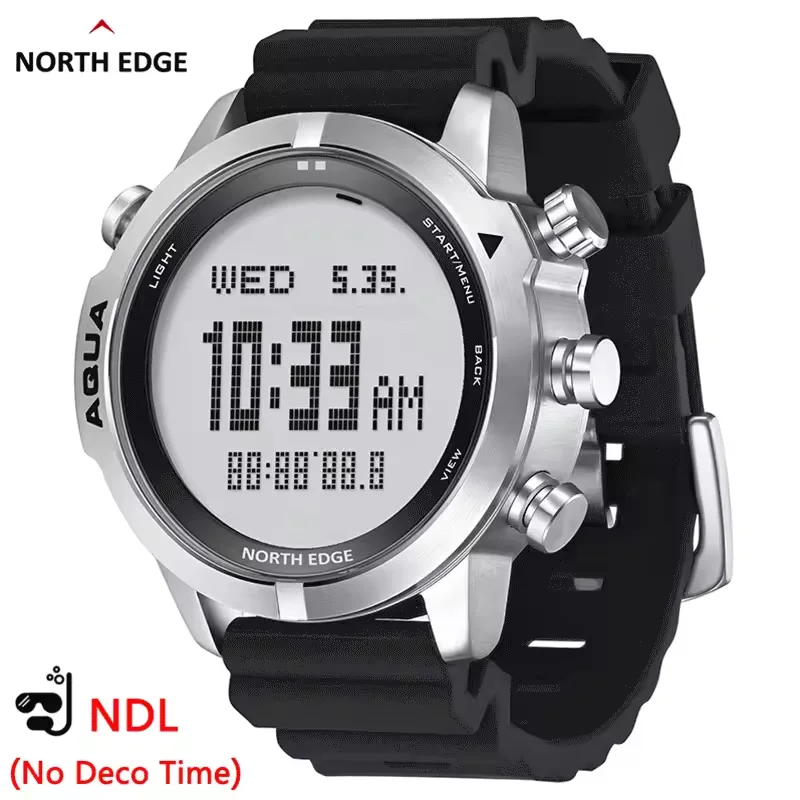 NORTH EDGE Mens Digital Watch Professional Dive Computer Watch Scuba Diving NDL 50M Altimeter Barometer Compass (No Deco Time)