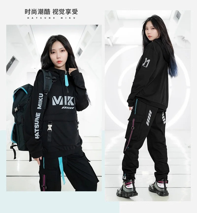 Hatsune Miku Biker Punching Locomotive Suit Coat Cartoon Female Winter Loose Pants Windproof  Fashion Warm Jacket Clothing Gift