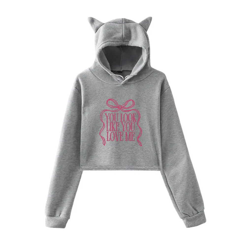 

Ella Langley Hoodie Vintage 90s Streetwear Fashion Merch Hoodies Sweatshirts for Girls Cat Ear Crop