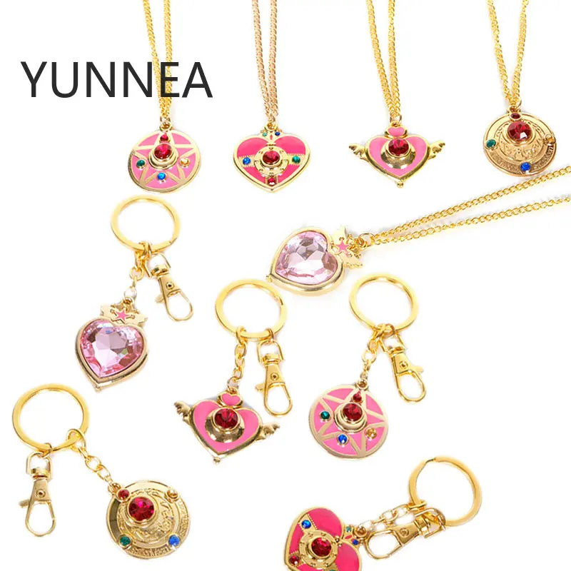 Anime  Moon Crystal Keychain Loving Wand Crystal Cosplay Cartoon Pendant Necklace Girl Accessories Jewelry Cute Props