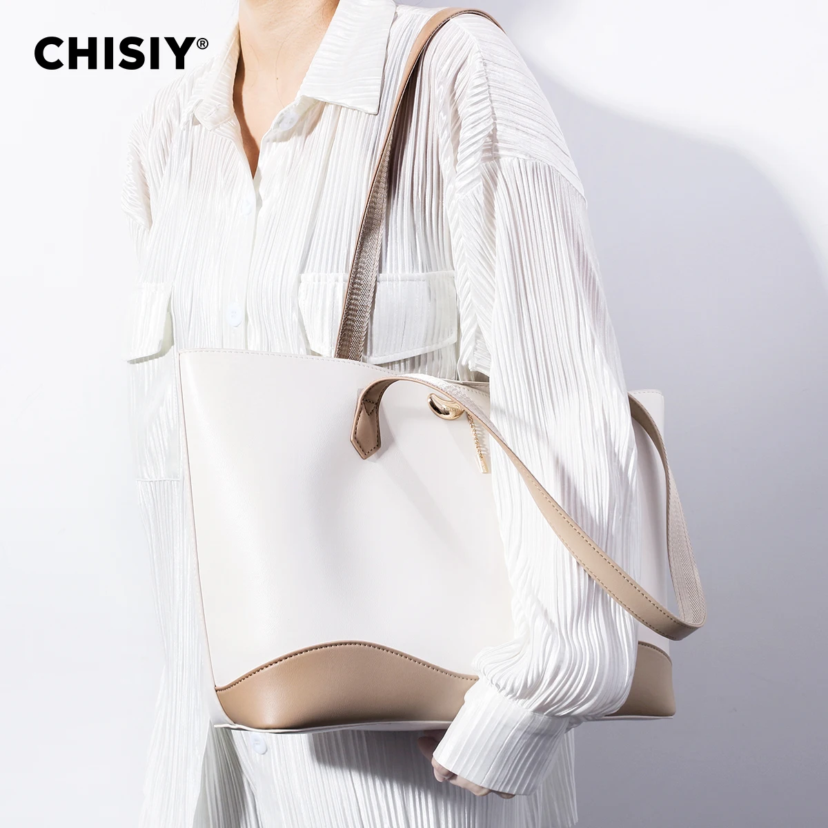 2 pieces of CHISIY original handmade handbags, shoulder bags, spring/summer white bags, women\'s business bags, commuters