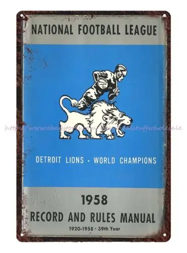 1958 football Record & Rules Manual tin sign nearest home decor