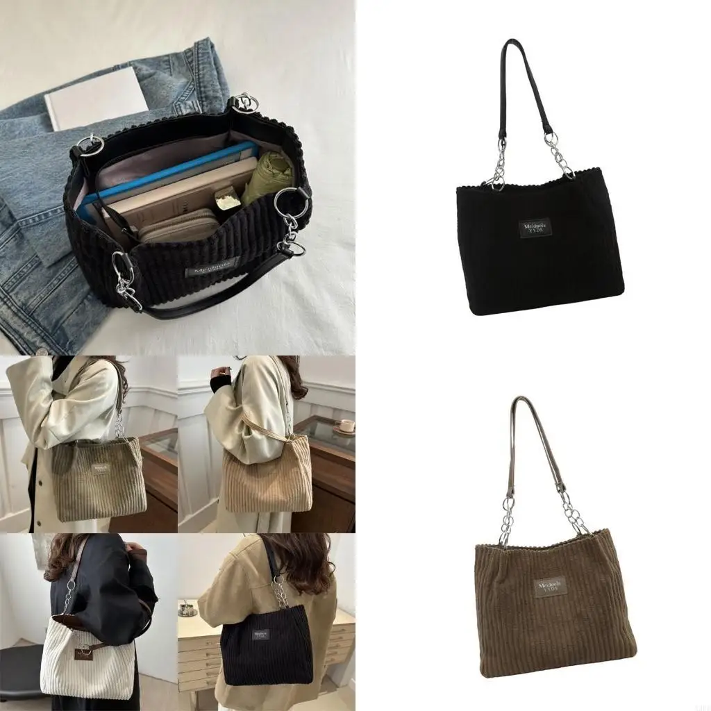 

Женская вельветовая сумка подмышки с ремешком-цепочкой для современного модного образа