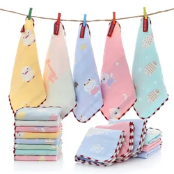 Pure Cotton Baby Face Towel Square Shaped Hand Towel Children's Absorbent Handkerchief Feeding Burp Cloths Six Layer Small Towel