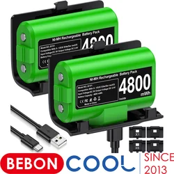 BEBONCOOL 2*4800mWh Rechargeable Battery For Xbox One Controller Battery For Xbox Series X/S Gamepad Charger With Type-C Cable