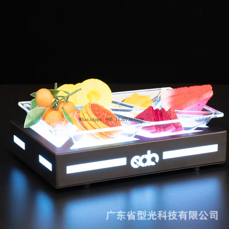 

Customized LED luminous fruit plate bar KTV luminous snack plate six-grid snack platter acrylic free LOGO