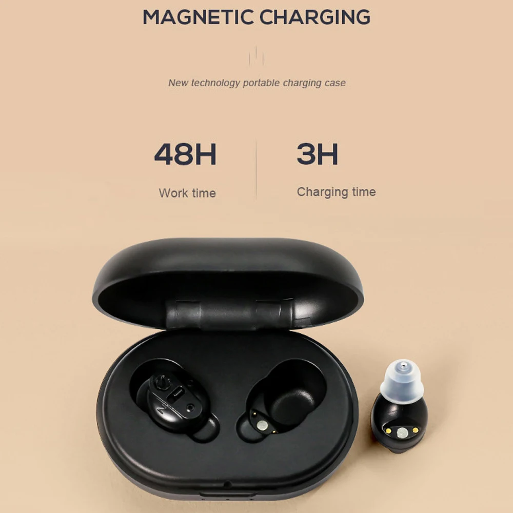 

For Seniors Adults Comfort Portable Earphones Assisted Listen Sound AmplifierIn-Ear Invisible Magnetic Rechargeable Hearing Aid