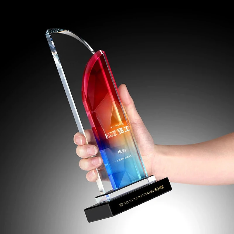 Customized Color Printing Crystal Trophy, Sports Movie Awards Outstanding Employee Souvenir, Home Decorations Commemorative, 1Pc