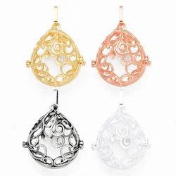 OCESRIO Hollow Drop Water Chime Ball Pendant for Necklace Copper Gold Plated Harmony Ball Jewelry Making Supplies pdtb173