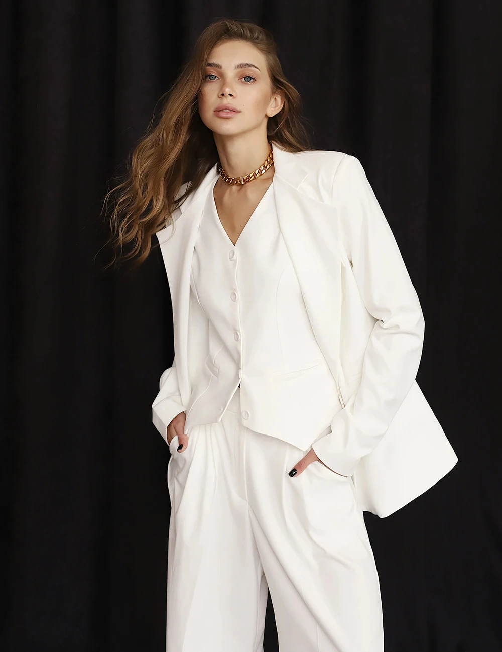 

Allingentle Women's Suit 3 Pieces Set Long Pants Business Casual Office Work Outfits Elegant Women Suit Customize