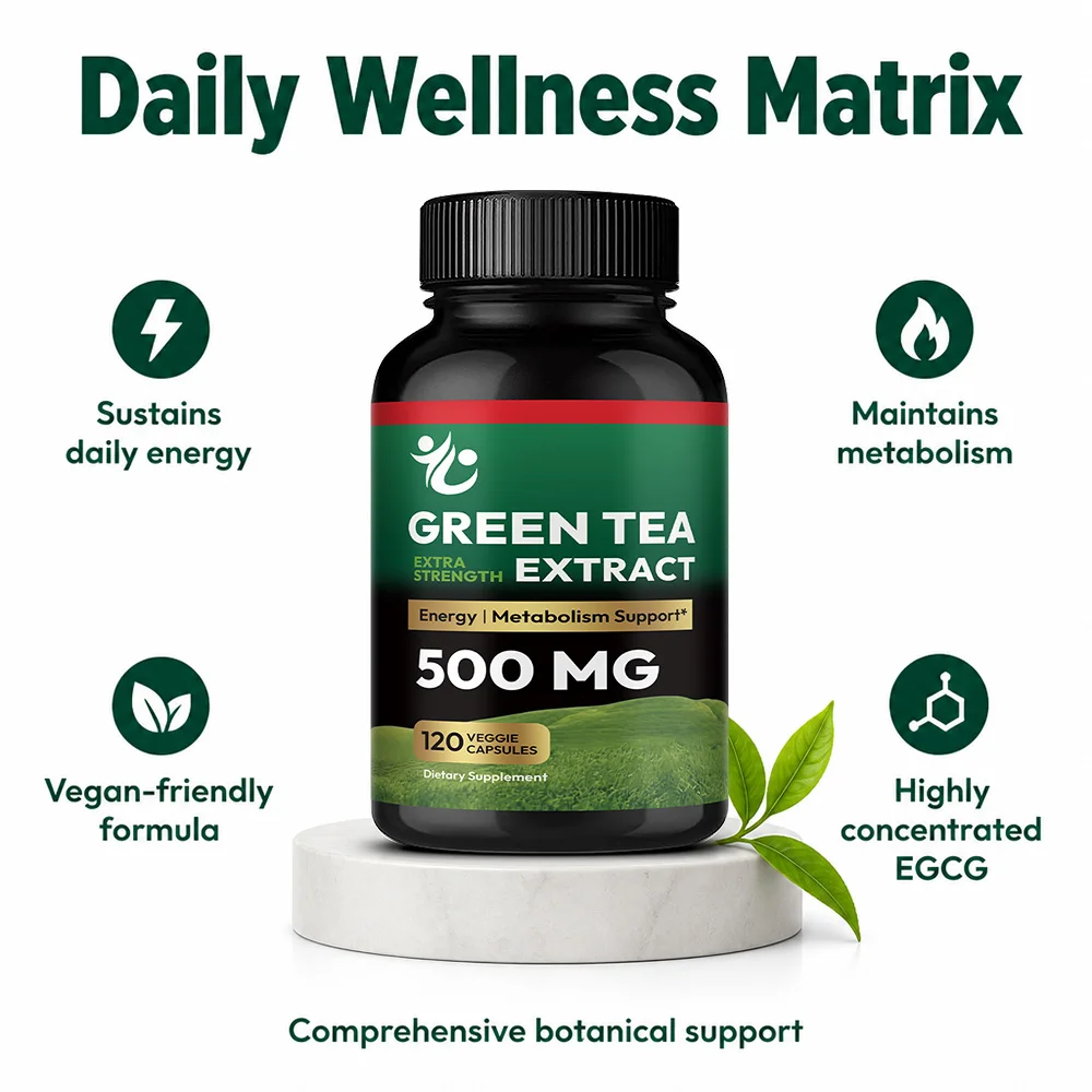 Green Tea Capsules - Boosts Metabolism, Supports Healthy Fat Burning, Increasing Energy and Focus Supplements