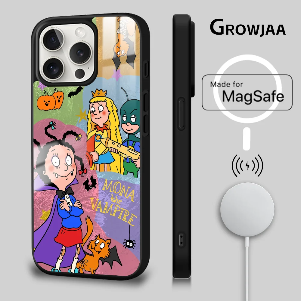 Anime M-Mona The Vampire Phone Case For iPhone 16 15 14 13 12 11 Pro Max Plus Mini Magsafe Mirror Wireless Magnetic Cover