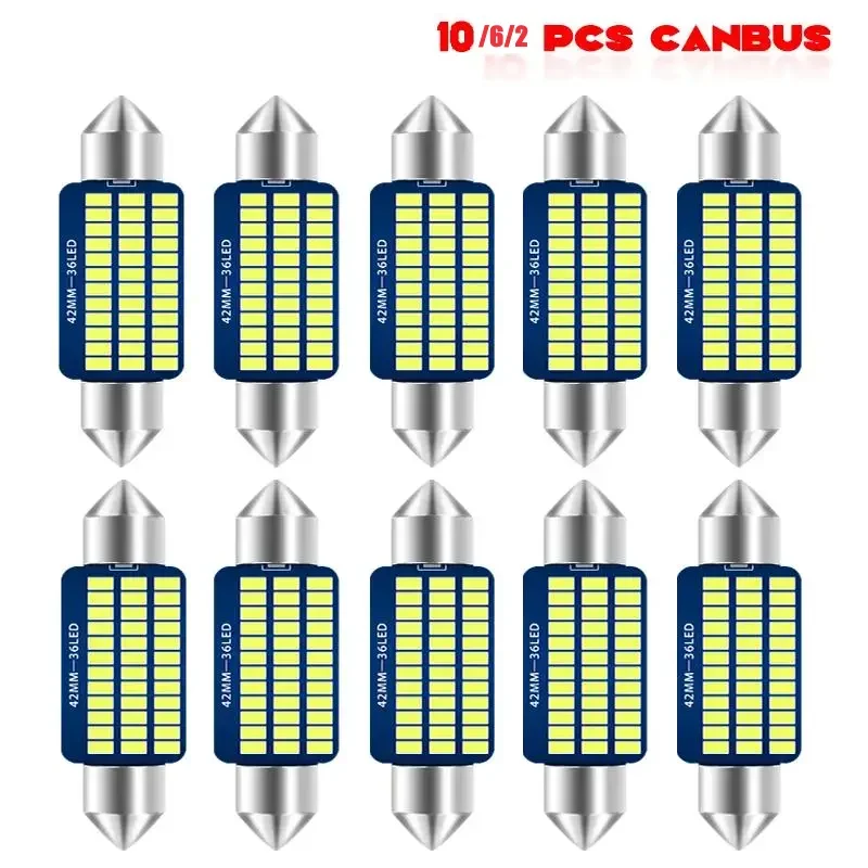 10/6x Error Free C5W C10W 4014 LED Bulb 31 36 39 41mm Interior Reading Light Festoon Auto Dome License Plate Luggage Trunk Lamp