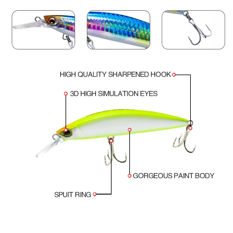Freshwater Bait Mino 90MM110MM Ultra-long Cast Utra-long Bait Sinking Weight 27g37g Perch Bait Trolling Bait Fishing Tackle