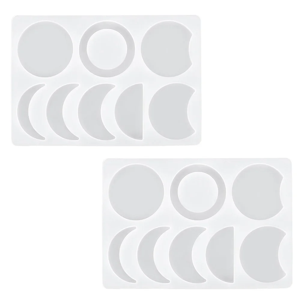

2 Pcs Moon Epoxy Resin Mold DIY Crystal Silicone Jewelry Making Pendant Molds White Easy Clean Reusable Flexible Handmade Crafts