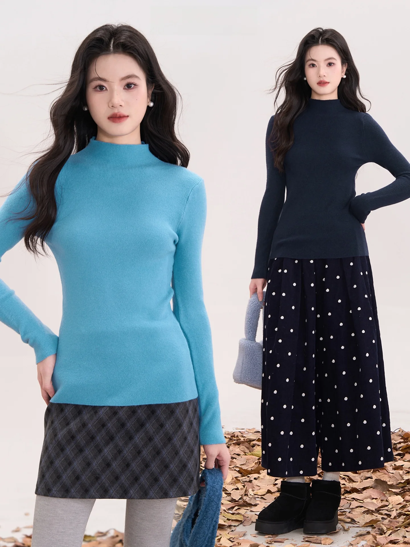 

Вязаный облегающий топ с высоким воротником и меховой отделкой, простой, повседневный, осенне-зимний, женский, из высококачественного акрила