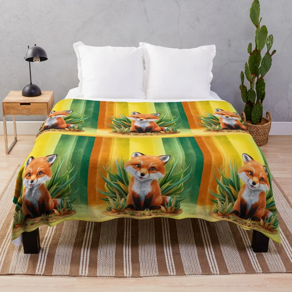 

Cute Fox. Adorable fox, watercolor fox, fox drawing, floral fox, fox image Throw Blanket Comforter Summer Beddings Blankets