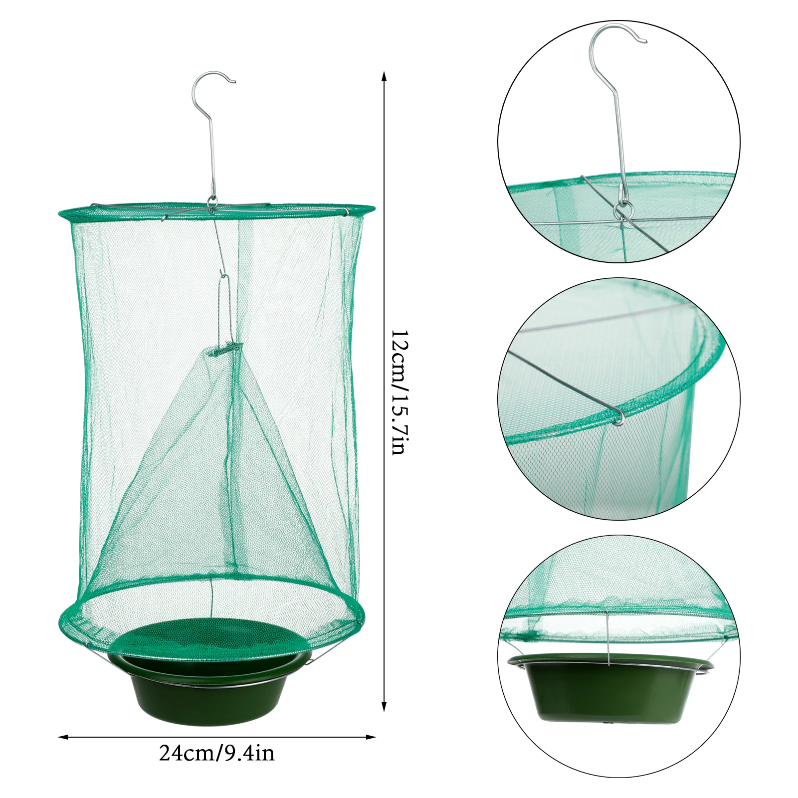 6pcs Reusable Catching Summer Hanging Cages Farm Mesh Portable Fly Trap Garden Pest Control Easy Use Outdoor Ranch Foldable