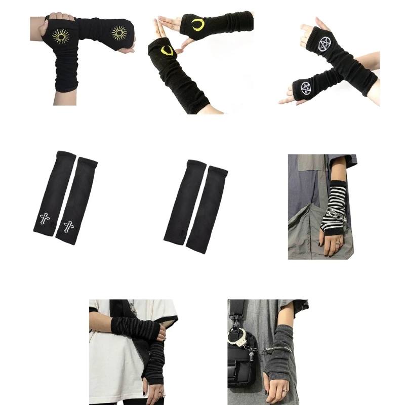 Punk Arm Sleeves Long Arm Cover HipHop Arm Sleeves With Thumb Holes steampunk Arm Sleeves for Street Dance Dropshipping